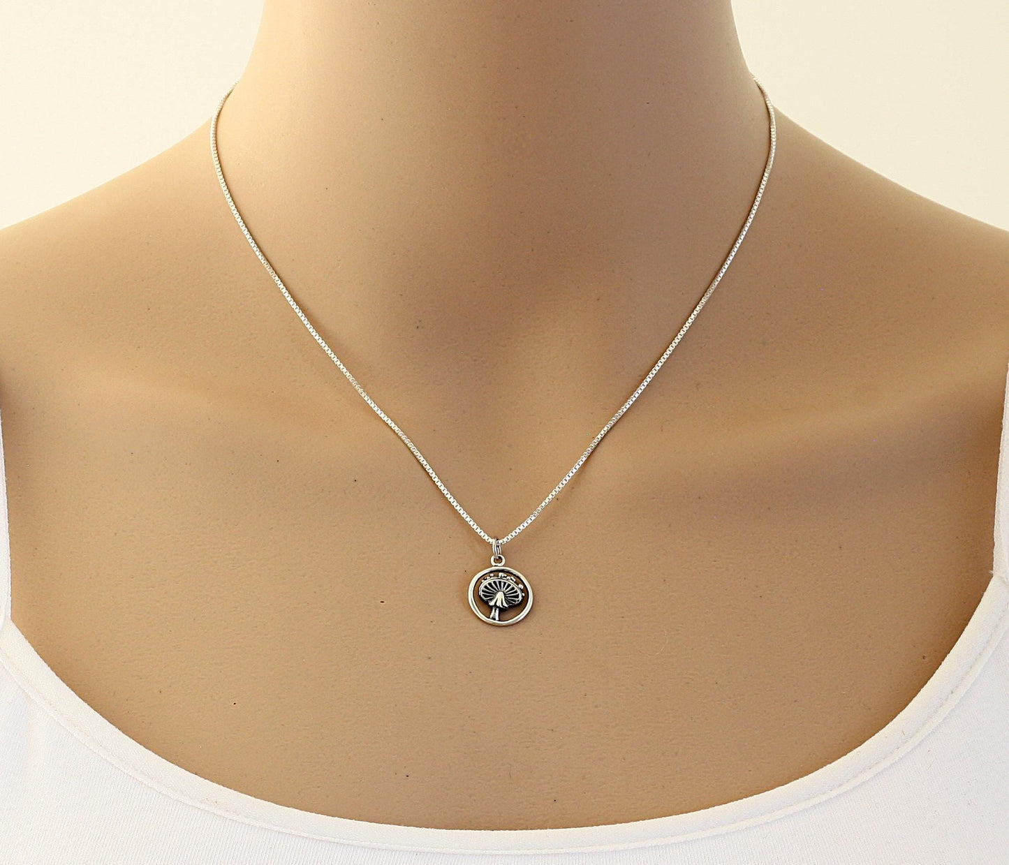Sterling Silver Agaric Mushroom Necklace