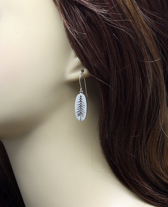 Etched Pine Tree Earrings