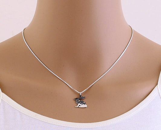 Sterling Silver Hare/Rabbit with Bronze Moon & Star Necklace