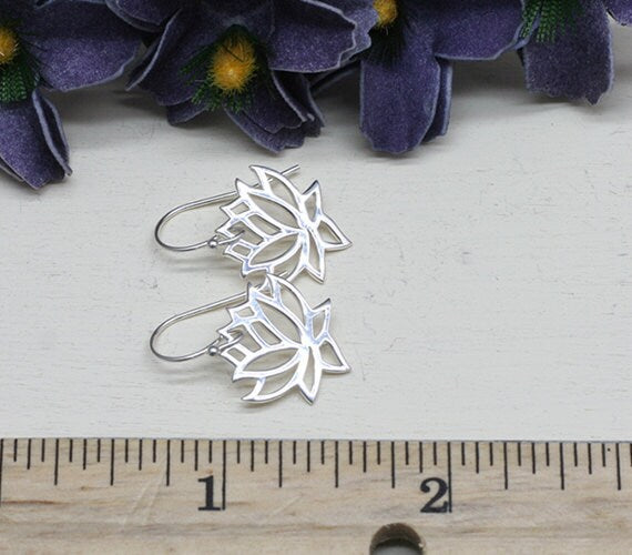 Sterling Silver Lotus Earrings