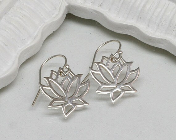 Sterling Silver Lotus Earrings