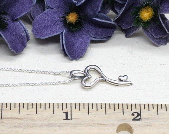 Sterling Silver Heart Key Necklace