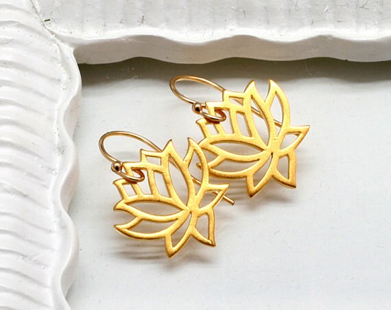Gold Lotus Earrings