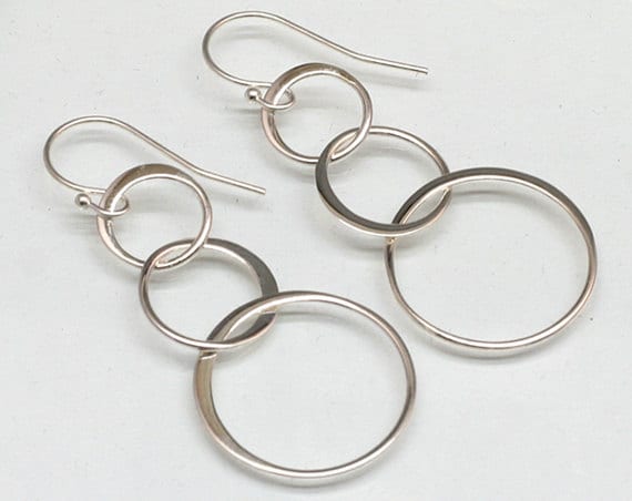 Sterling Silver Linked Circle Earrings