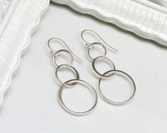 Sterling Silver Linked Circle Earrings