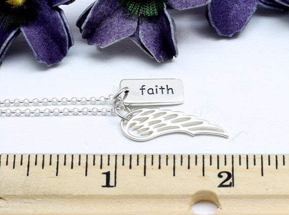 Sterling Silver Faith Angel Wing Necklace