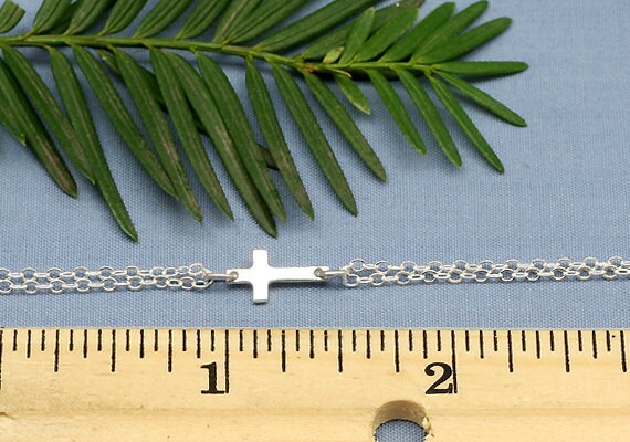 Sterling Silver Sideways Cross Bracelet