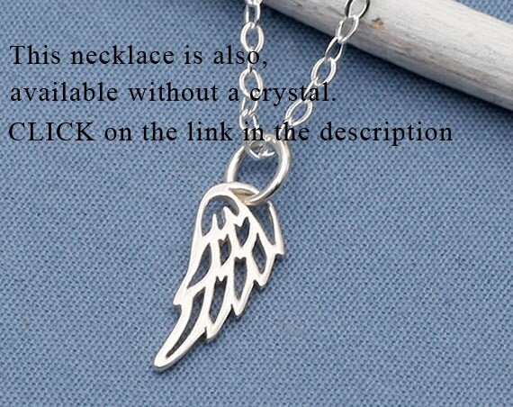Sterling Silver Angel Wing with Birthstone Necklace