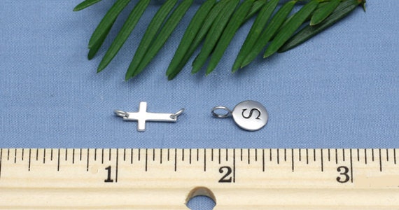 Sterling Silver Sideways Cross Initial Necklace