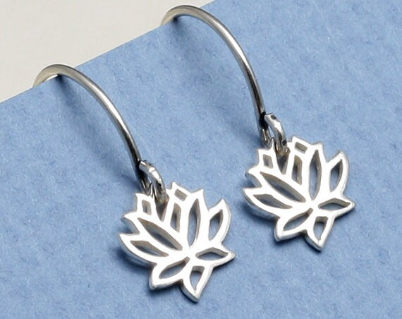 Lotus Flower Hoop Earrings