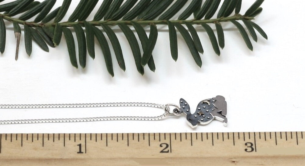 Sterling Silver Hare/Rabbit with Bronze Moon & Star Necklace