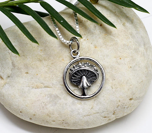 Sterling Silver Agaric Mushroom Necklace