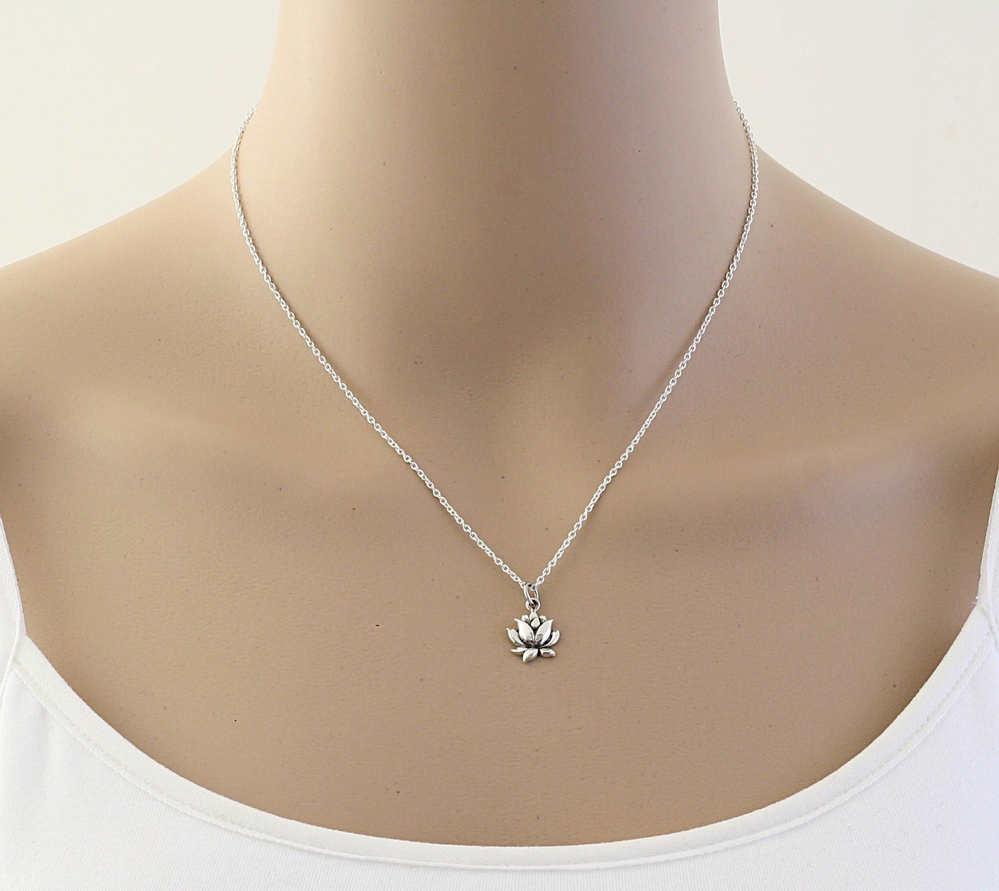 Lotus Necklace,Sterling Silver,Blooming Lotus Necklace, Flower Lotus Necklace, Small Lotus Charm,Lotus Pendant,Yoga,Om,Zen,Gift,Gift For Her