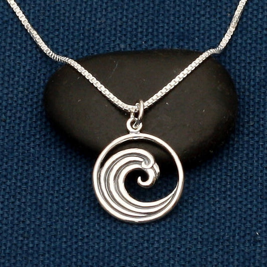 Sterling Silver Wave Charm Necklace