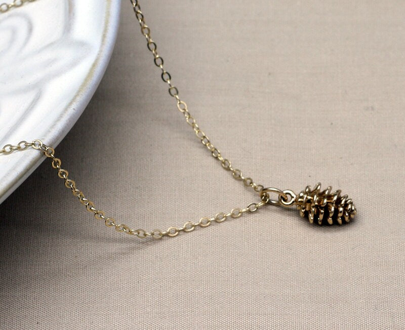 Italian Bronze Pinecone Necklace