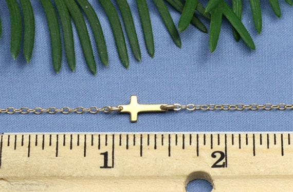 Gold Sideways Small Cross Necklace