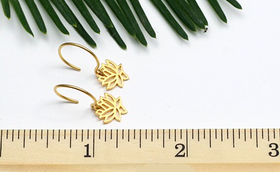Gold Lotus Flower Hoop Earrings